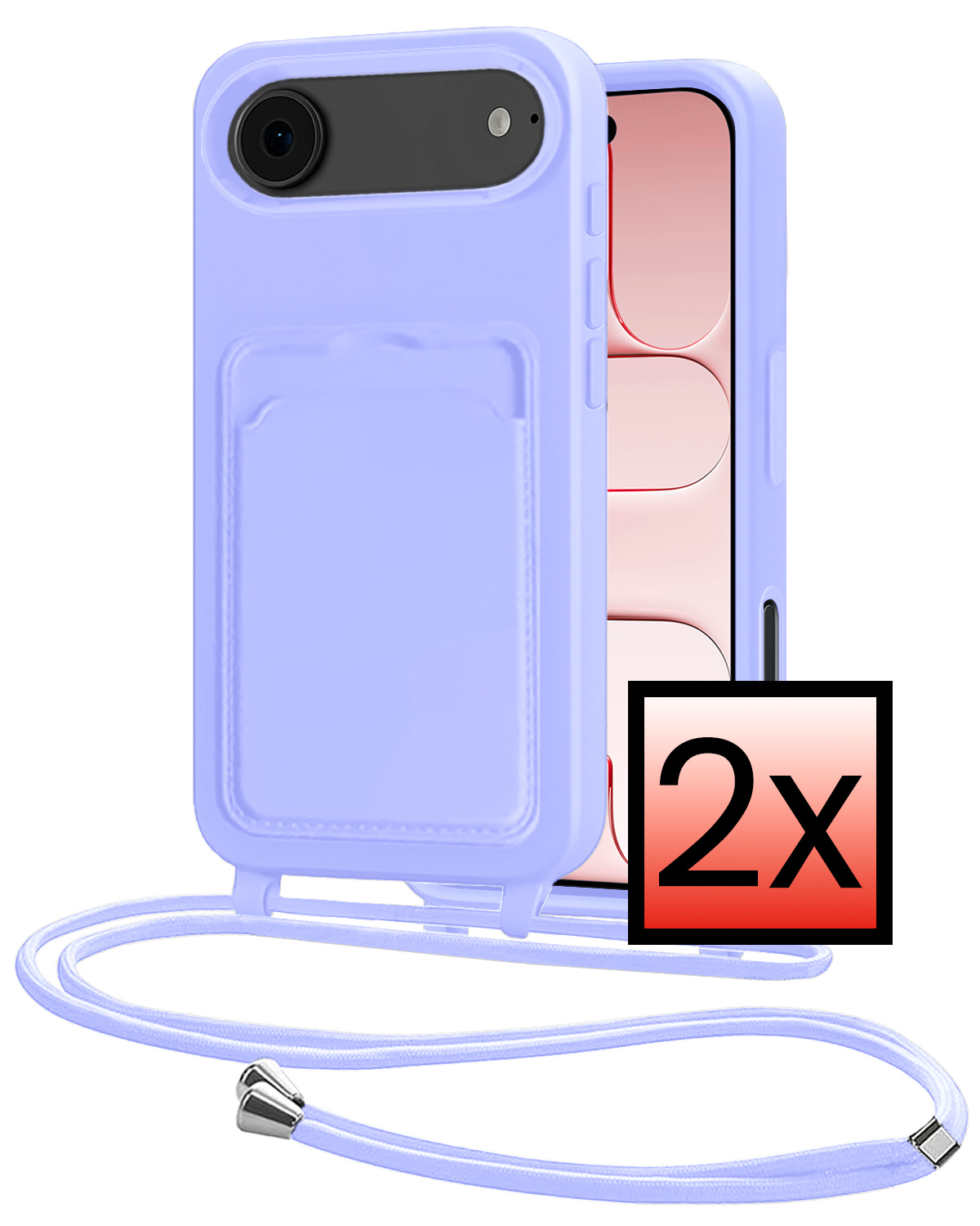 NoXx NoXx iPhone Air Hoesje Pashouder met Koord - Lila - 2 PACK