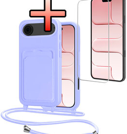 NoXx NoXx iPhone Air Hoesje Pashouder met Koord Met Screenprotector - Lila