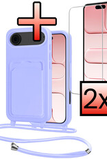 NoXx NoXx iPhone Air Hoesje Pashouder met Koord Met 2x Screenprotector - Lila