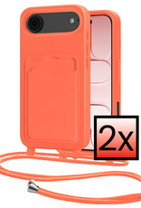NoXx NoXx iPhone Air Hoesje Pashouder met Koord - Papaya - 2 PACK