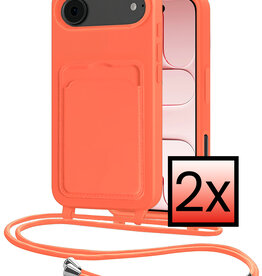 NoXx NoXx iPhone Air Hoesje Pashouder met Koord - Papaya - 2 PACK