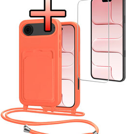NoXx NoXx iPhone Air Hoesje Pashouder met Koord Met Screenprotector - Papaya
