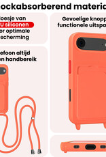 NoXx NoXx iPhone Air Hoesje Pashouder met Koord Met Screenprotector - Papaya