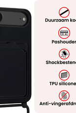 NoXx NoXx iPhone Air Hoesje Pashouder met Koord Met 2x Screenprotector - Zwart