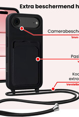 NoXx NoXx iPhone Air Hoesje Pashouder met Koord Met 2x Screenprotector - Zwart