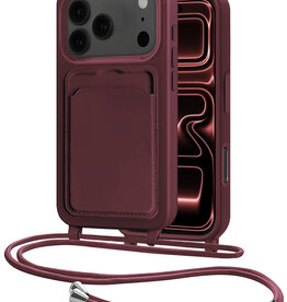 NoXx NoXx iPhone 17 Pro Hoesje Pashouder met Koord - Aubergine