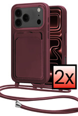 NoXx NoXx iPhone 17 Pro Hoesje Pashouder met Koord - Aubergine - 2 PACK