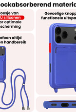 NoXx NoXx iPhone 17 Pro Hoesje Pashouder met Koord - Fel Blauw