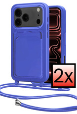 NoXx NoXx iPhone 17 Pro Hoesje Pashouder met Koord - Fel Blauw - 2 PACK