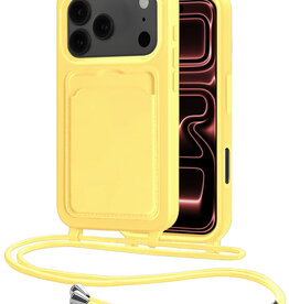 NoXx NoXx iPhone 17 Pro Hoesje Pashouder met Koord - Geel