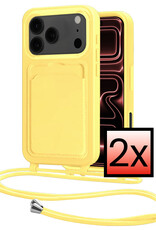 NoXx NoXx iPhone 17 Pro Hoesje Pashouder met Koord - Geel - 2 PACK