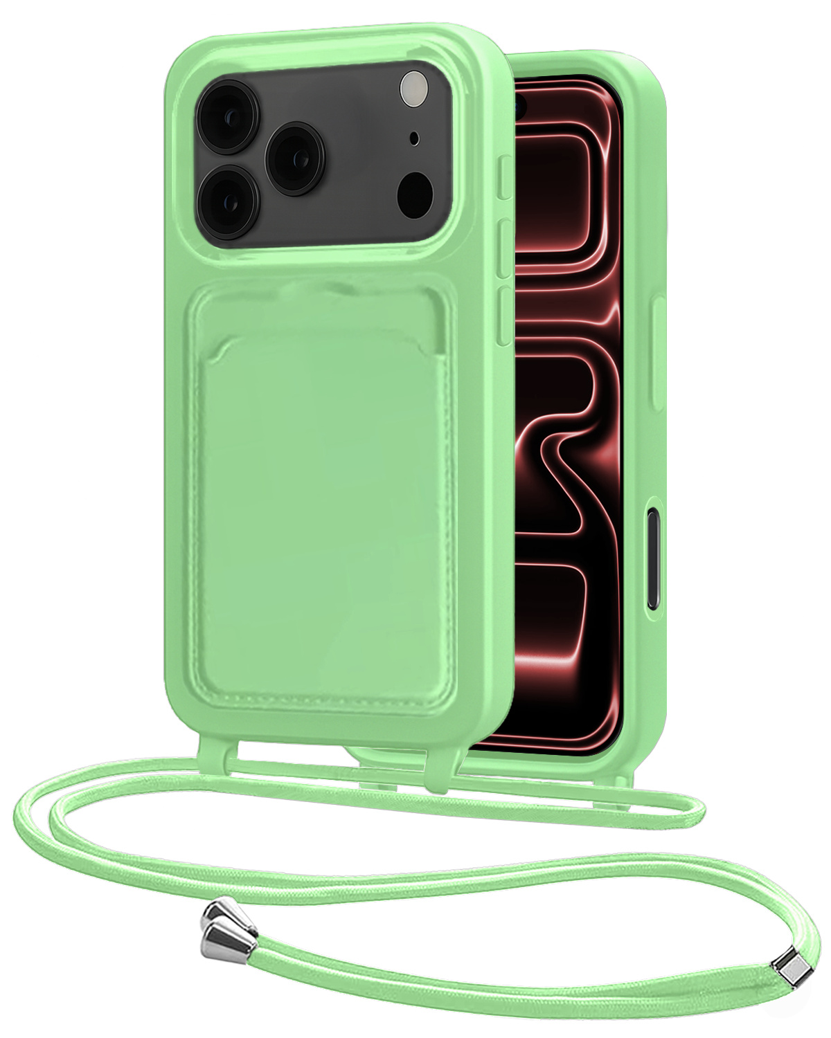 NoXx NoXx iPhone 17 Pro Hoesje Pashouder met Koord - Groen