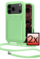 NoXx NoXx iPhone 17 Pro Hoesje Pashouder met Koord - Groen - 2 PACK