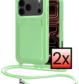 NoXx NoXx iPhone 17 Pro Hoesje Pashouder met Koord - Groen - 2 PACK
