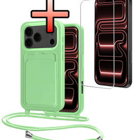 NoXx NoXx iPhone 17 Pro Hoesje Pashouder met Koord Met Screenprotector - Groen