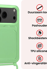 NoXx NoXx iPhone 17 Pro Hoesje Pashouder met Koord Met Screenprotector - Groen