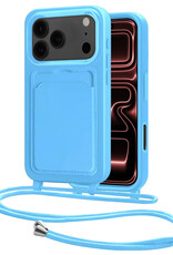 NoXx NoXx iPhone 17 Pro Hoesje Pashouder met Koord - Lichtblauw
