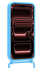 NoXx NoXx iPhone 17 Pro Hoesje Pashouder met Koord Met Screenprotector - Lichtblauw