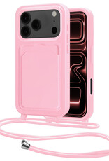 NoXx NoXx iPhone 17 Pro Hoesje Pashouder met Koord - Lichtroze