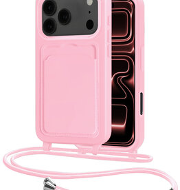 NoXx NoXx iPhone 17 Pro Hoesje Pashouder met Koord - Lichtroze