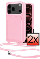 NoXx NoXx iPhone 17 Pro Hoesje Pashouder met Koord - Lichtroze - 2 PACK