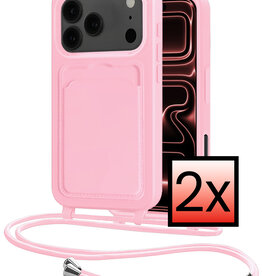 NoXx NoXx iPhone 17 Pro Hoesje Pashouder met Koord - Lichtroze - 2 PACK