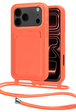 NoXx NoXx iPhone 17 Pro Hoesje Pashouder met Koord - Papaya