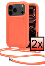 NoXx NoXx iPhone 17 Pro Hoesje Pashouder met Koord - Papaya - 2 PACK