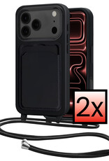 NoXx NoXx iPhone 17 Pro Hoesje Pashouder met Koord - Zwart - 2 PACK