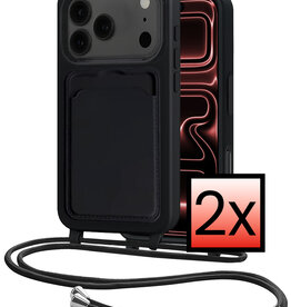 NoXx NoXx iPhone 17 Pro Hoesje Pashouder met Koord - Zwart - 2 PACK