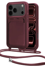 NoXx NoXx iPhone 17 Pro Max Hoesje Pashouder met Koord - Aubergine