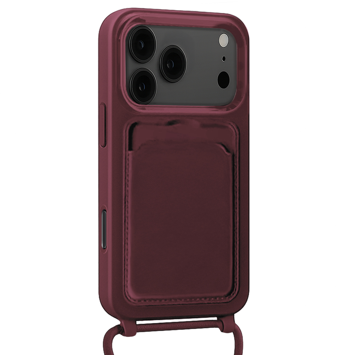 NoXx NoXx iPhone 17 Pro Max Hoesje Pashouder met Koord - Aubergine - 2 PACK
