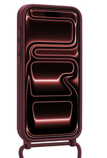 NoXx NoXx iPhone 17 Pro Max Hoesje Pashouder met Koord Met Screenprotector - Aubergine