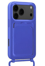 NoXx NoXx iPhone 17 Pro Max Hoesje Pashouder met Koord Met 2x Screenprotector - Fel Blauw