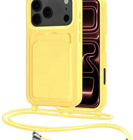 NoXx NoXx iPhone 17 Pro Max Hoesje Pashouder met Koord - Geel