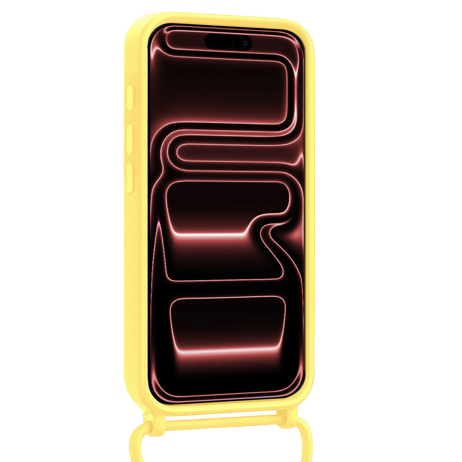 NoXx NoXx iPhone 17 Pro Max Hoesje Pashouder met Koord Met Screenprotector - Geel