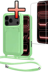 NoXx NoXx iPhone 17 Pro Max Hoesje Pashouder met Koord Met Screenprotector - Groen
