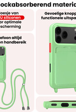 NoXx NoXx iPhone 17 Pro Max Hoesje Pashouder met Koord Met 2x Screenprotector - Groen