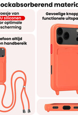 NoXx NoXx iPhone 17 Pro Max Hoesje Pashouder met Koord Met 2x Screenprotector - Papaya