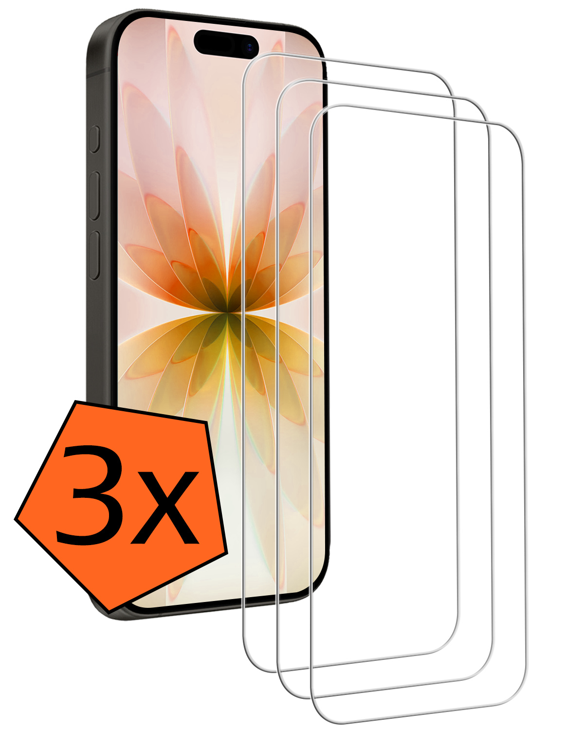 Nomfy Nomfy iPhone 17 Screenprotector Glas Met Dichte Notch - 3 PACK