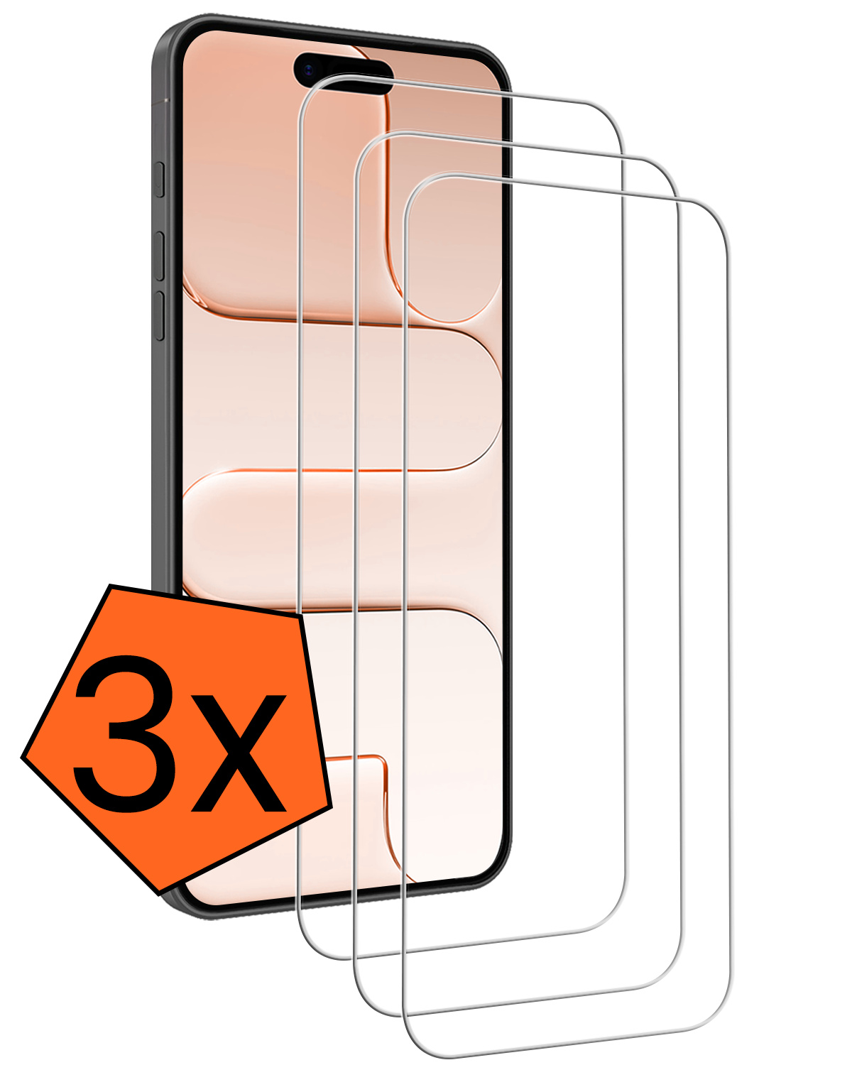 Nomfy Nomfy iPhone Air Screenprotector Glas Met Dichte Notch - 3 PACK