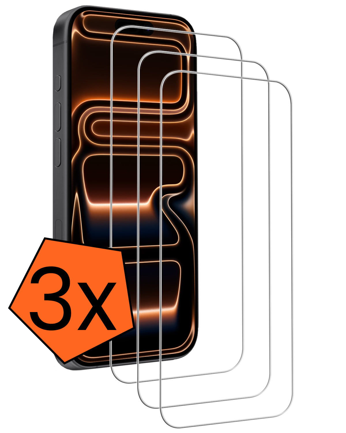 Nomfy Nomfy iPhone 17 Pro Screenprotector Glas Met Dichte Notch - 3 PACK