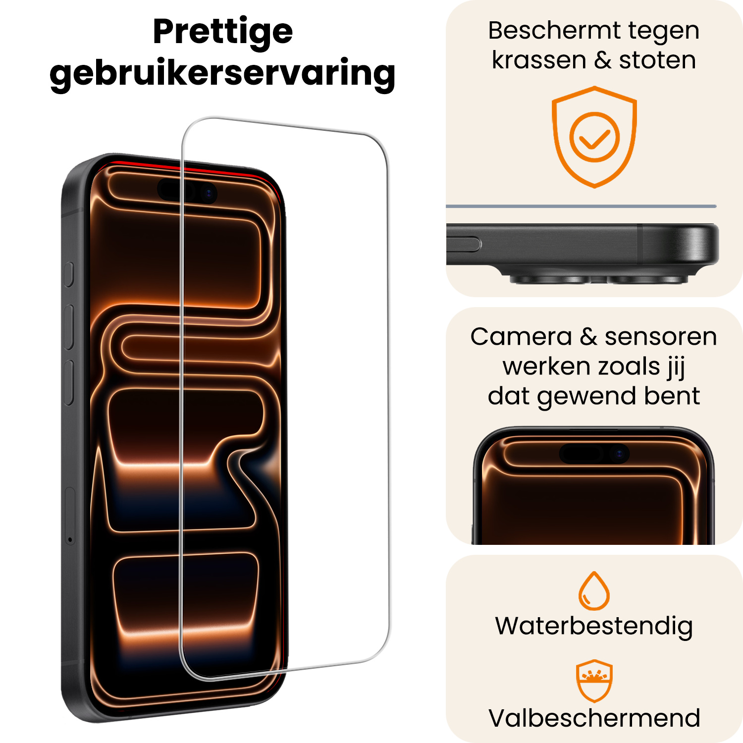 Nomfy Nomfy iPhone 17 Pro Screenprotector Glas Met Dichte Notch - 3 PACK
