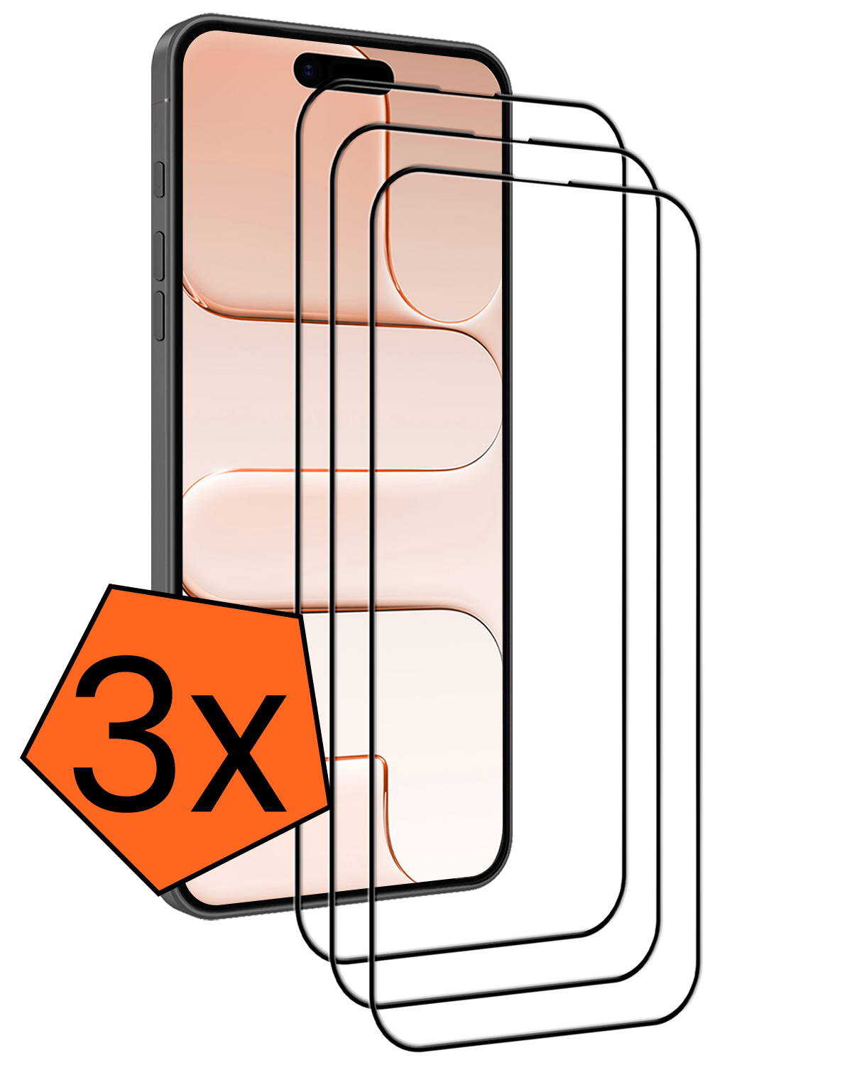 Nomfy Nomfy iPhone Air Screenprotector Glas Full Cover 2D - 3 PACK