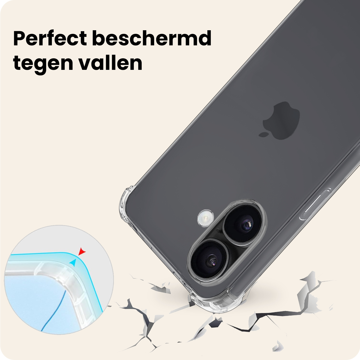 Nomfy Nomfy iPhone 17 Hoesje Shockproof Met 2x Screenprotector Met Dichte Notch