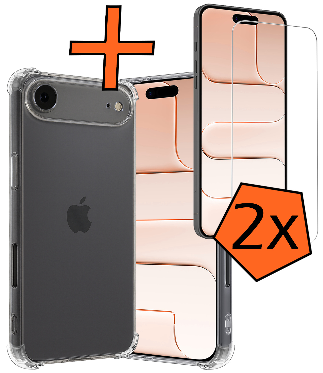 Nomfy Nomfy iPhone Air Hoesje Shockproof Met 2x Screenprotector Met Dichte Notch