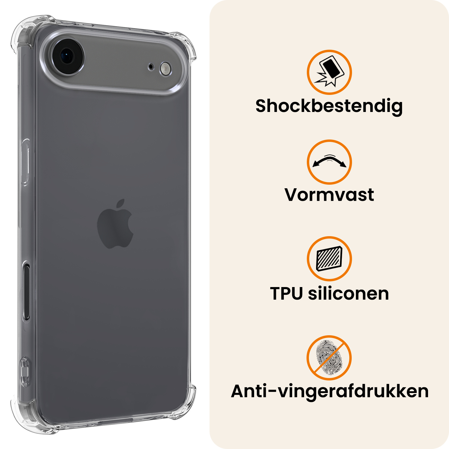 Nomfy Nomfy iPhone Air Hoesje Shockproof Met 2x Screenprotector Met Dichte Notch