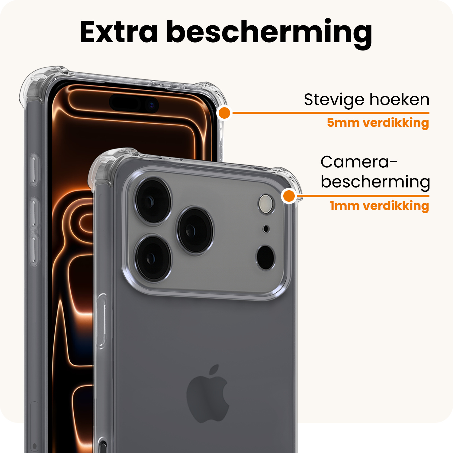 Nomfy Nomfy iPhone 17 Pro Hoesje Shockproof Met Screenprotector Met Dichte Notch