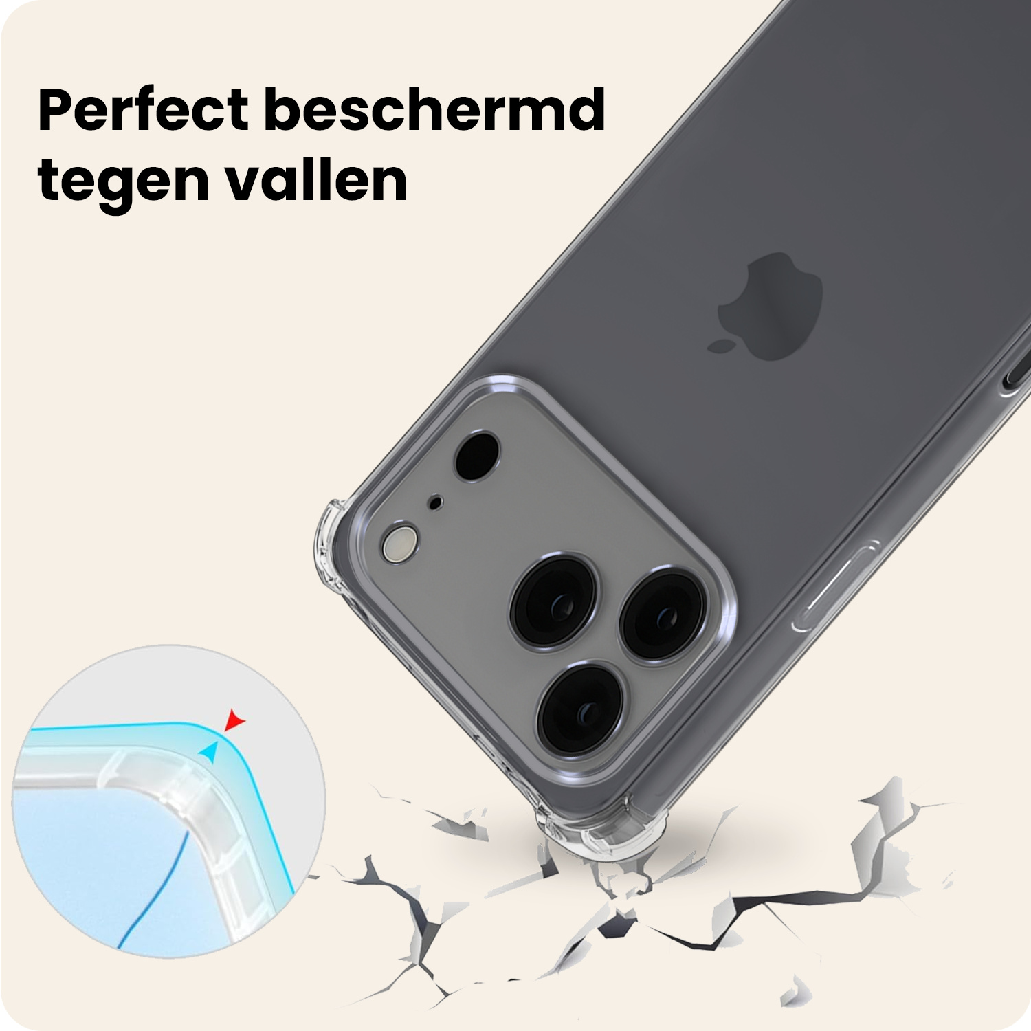 Nomfy Nomfy iPhone 17 Pro Max Hoesje Shockproof Met Screenprotector Met Dichte Notch
