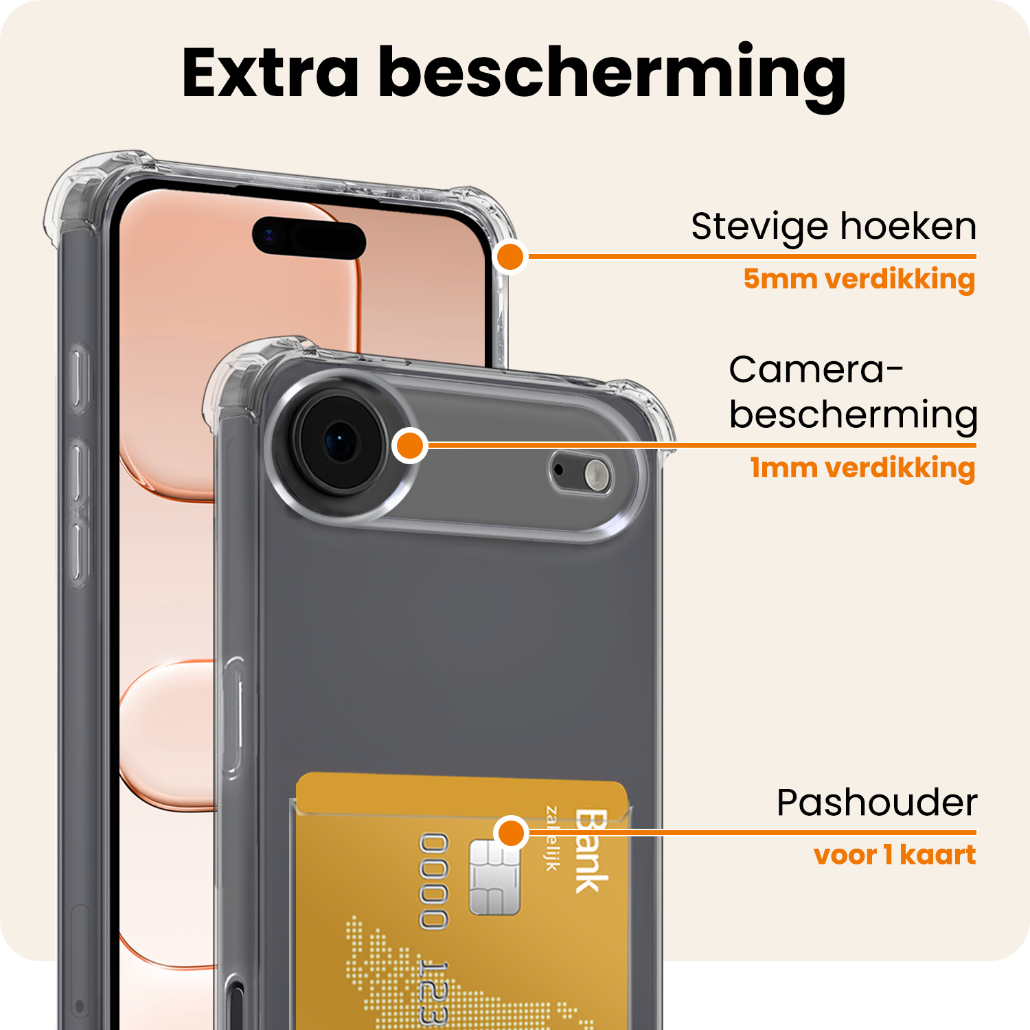 Nomfy Nomfy iPhone Air Hoesje Pashouder - 2 PACK